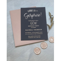 Sample of Surprise 60th Birthday Party Invitation in Navy Palette