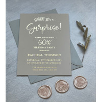 Sample of Surprise 60th Birthday Party Invitation in Grey Palette