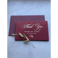 Sample of Wedding Burgundy Thank You Cards 