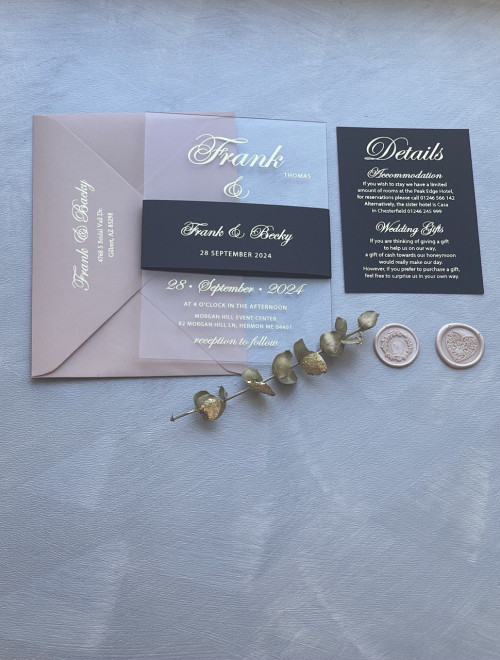 Sample of Acrylic and Navy Wedding Invitations