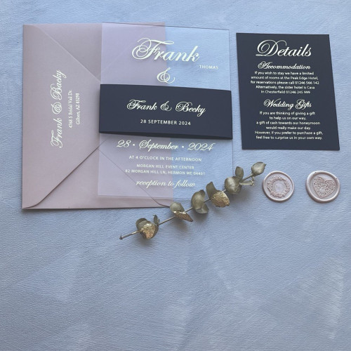 Sample of Acrylic and Navy Wedding Invitations