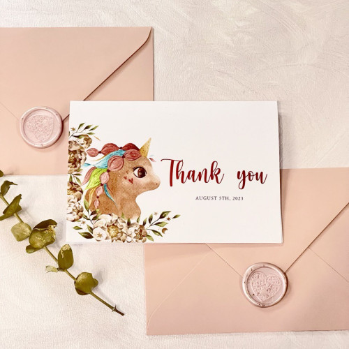 Unicorn Baby's Thank You Cards Template 